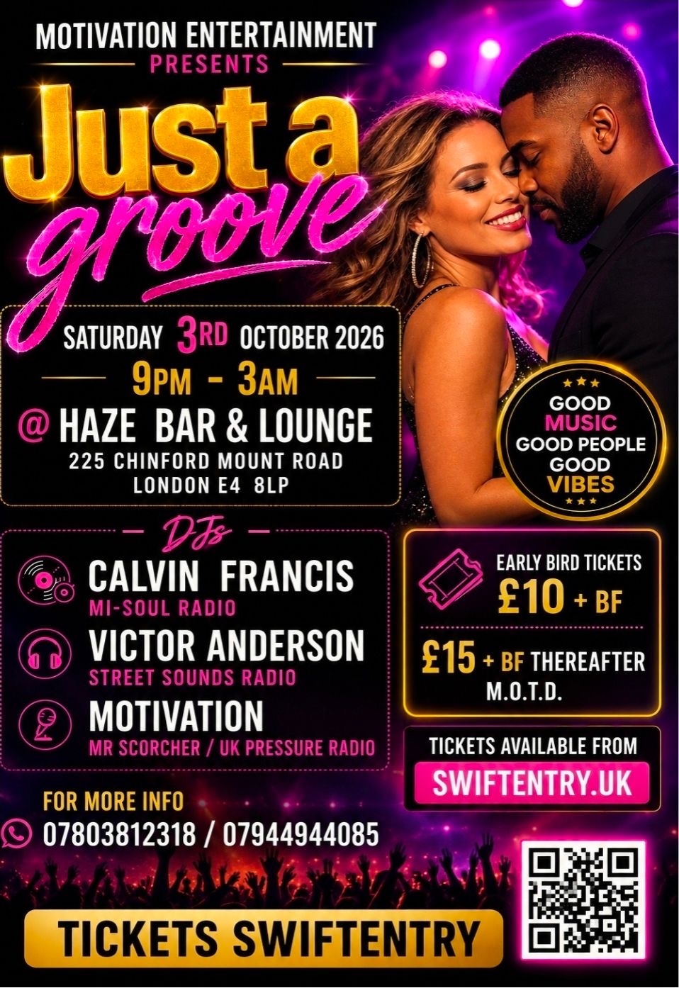 Motivation Entertainment presents Just A Groove — Haze Bar & Lounge, 3rd October 2026 flyer